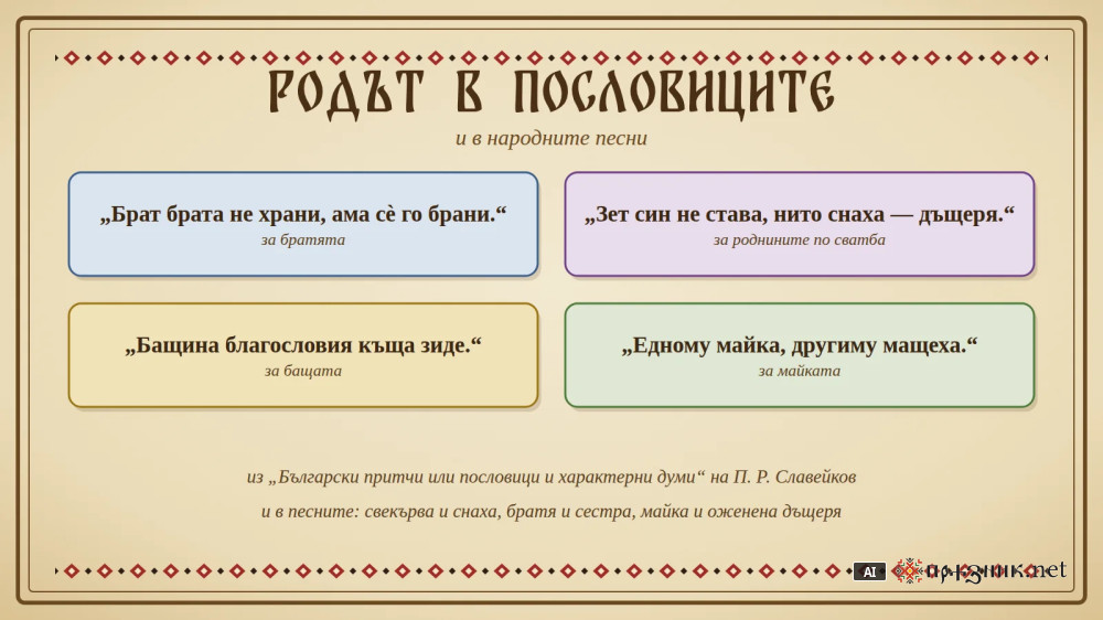 Родът в пословиците и песните