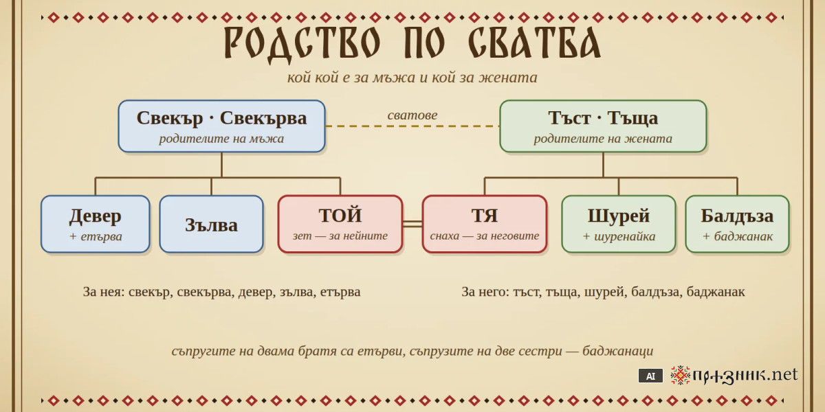 Родство по сватба: свекърва, етърва, балдъза, баджанак